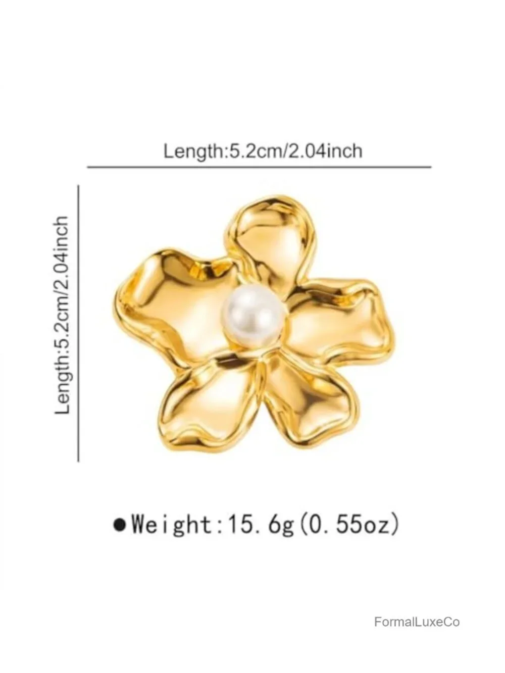 Gold Pearl Flower Brooch Pin for Women Chunky Floral Statement Vintage Style
